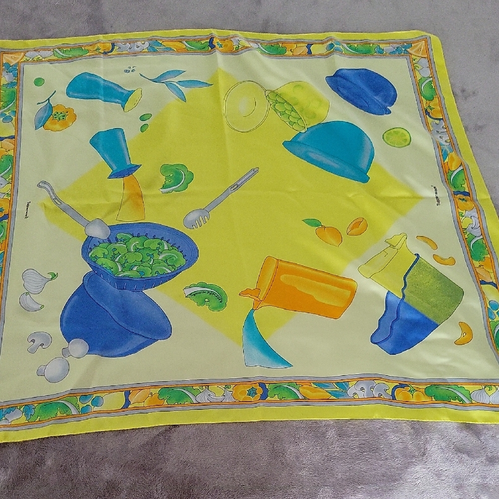 Tupperware Vintage Womens Scarf Polyester Made In Italy Retro Y2k